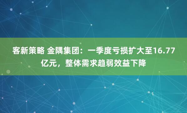 客新策略 金隅集团：一季度亏损扩大至16.77亿元，整体需求趋弱效益下降